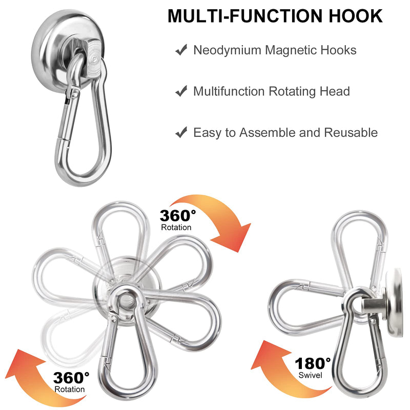 [Australia - AusPower] - DIYMAG Magnetic Hooks,Heavy Duty Neodymium Magnetic Hooks with Swivel Carabiner Hook,Great for Your Refrigerator and Other Magnetic Surfaces,Pack of 6 Swivel Hook 25mm-6P 