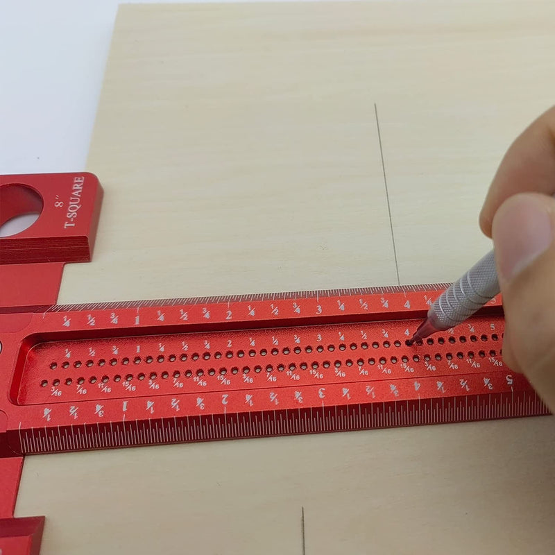 [Australia - AusPower] - ACEgoes Woodworking Scriber T-Square Ruler 8in, Architect Ruler for Carpenter Work, Layout and Measuring Tools 