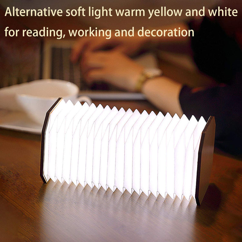 [Australia - AusPower] - LED Hanging Folding Lantern, Wood & Paper Lamp, Organ Book Light for Office, Decoration, Gift, USB Rechargeable 