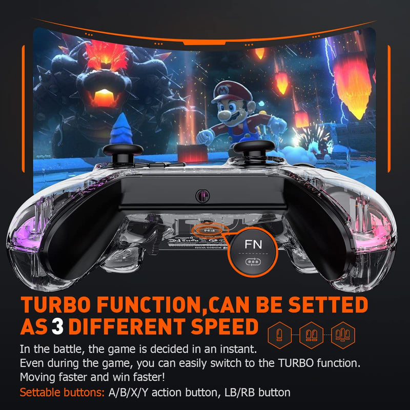 [Australia - AusPower] - Wired PC Controller, BIGBIG WON Rainbow Game Controller RGB Light, Motion Aim, Custom Buttons, Macro, Turbo, Dual Shock Wired Controller for Switch/Win10&11 Controller for PS5/PS4 via R90 Adapter-1pc 