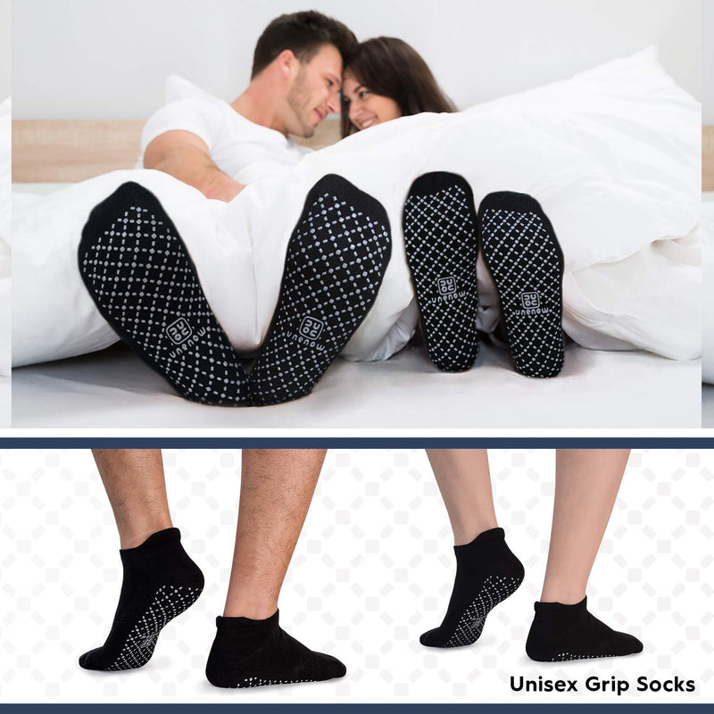 [Australia - AusPower] - unenow Unisex Non Slip Grip Socks with Cushion for Yoga, Pilates, Barre, Home & Hospital 4 Pairs-4 Pairs of Black Small 