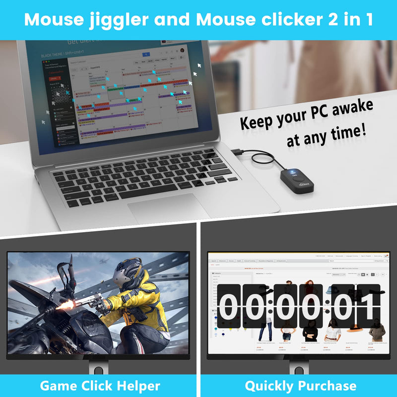 [Australia - AusPower] - Cloudeck Mouse Jiggler Undetectable, Computer USB Mouse Mover, Gaming Automatic Continuous Clicker, Mouse Assistive Click Device, Plug & Play, Simulate Mouse Pointer Movement to Prevent PC Going Sleep 