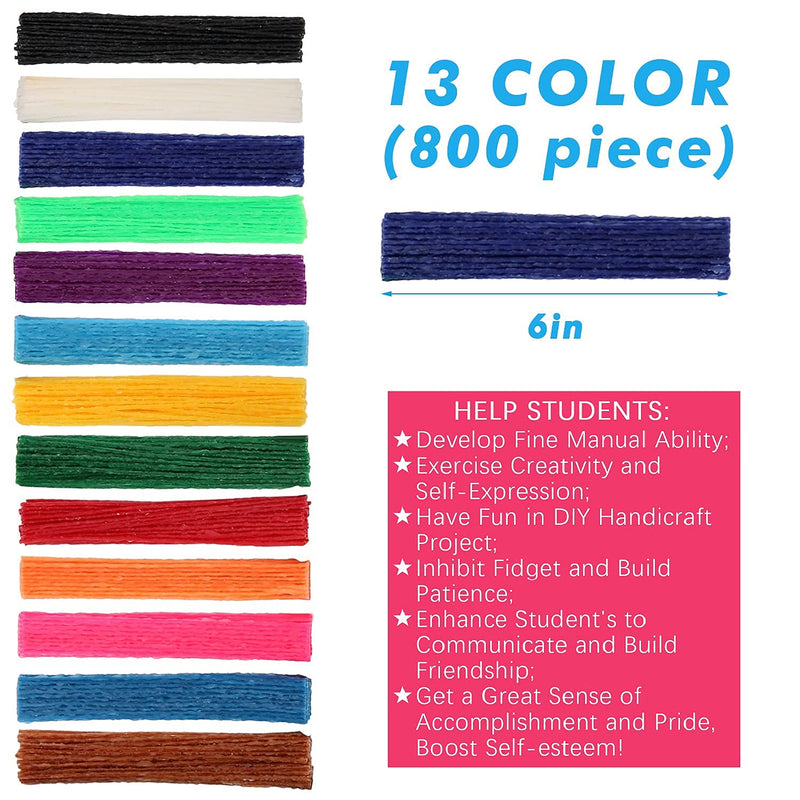 [Australia - AusPower] - 800pc Art Crafts Wax Yarn Sticks Non-Toxic Bendable Sticky Material in Bulk. Perfect Handicraft Gift, Entertainment for Teen Student DIY Project 800 