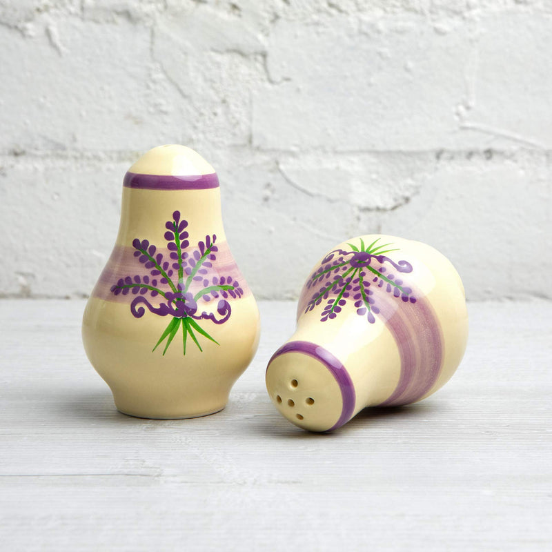 [Australia - AusPower] - Handmade Lavender Floral Purple And Cream Ceramic Salt and Pepper Pots, Shakers, Cruet Set, Holder, Housewarming Gift by City to Cottage® 