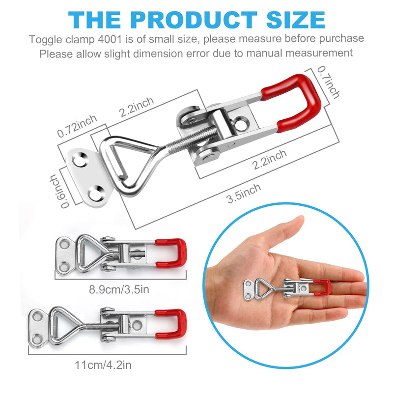 [Australia - AusPower] - Toggle Clamp Latch, Ocasar 4PCS Heavy Duty Toggle Clamps 4001, Professional Adjustable Metal Toggle Latches, 330Lbs Holding Capacity Pull Latch for Smoker Lid Jig, Tool Box Case (24PCS Screws) 