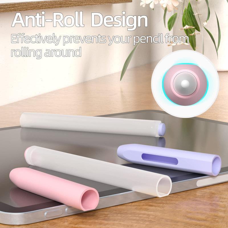 [Australia - AusPower] - JOOSKO Compatible with Apple Pencil 2nd Generation Case, 2 Pack Silicone Pencil Case, Supports Magnetic Charging and Double Click Function, [with 10 Silicone Tip Cover]. (Pink + Purple) Pink + Purple 