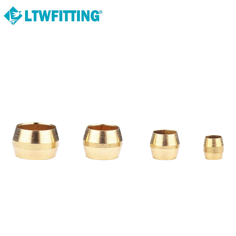 [Australia - AusPower] - LTWFITTING Assortment Kit 1/8 3/16 1/4 5/16 Inch OD Compression Sleeves Ferrules, Brass Compression Fittings(Pack of 200) 