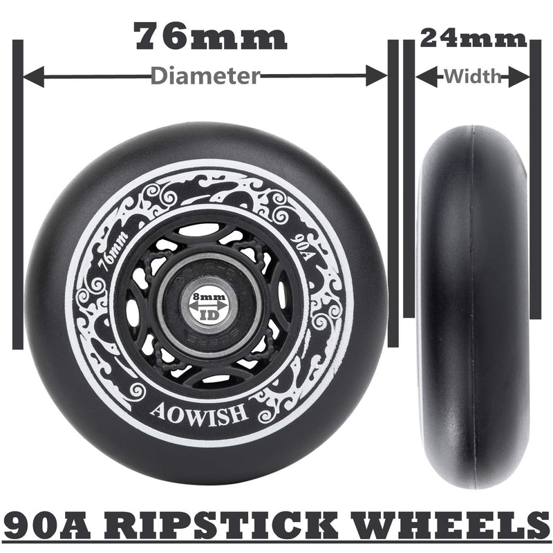 [Australia - AusPower] - AOWISH Ripstik Wheels [2-Pack] 76mm Ripstick Wheels 90A Ripsurf Caster Board Replacement Wheel with Pre-Installed Bearings ABEC 9 