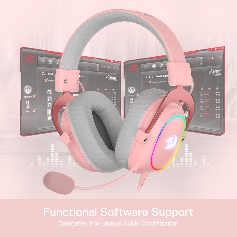 [Australia - AusPower] - Redragon H510 Zeus-X RGB Pink Wired Gaming Headset - 7.1 Surround Sound - 53MM Audio Drivers in Memory Foam Ear Pads w/Durable Fabric Cover- Multi Platforms Headphone - USB Powered for PC/PS4/NS Pink-RGB 