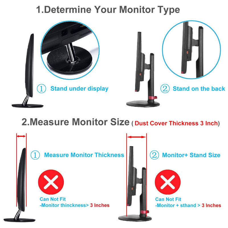 [Australia - AusPower] - 23" 24" 25" Univesal Monitor Dust Cover Scratch Resistance Nonwoven Full Body Sleeve for 23" 24" 25" Computer Monitor LED LCD Screem (Size: 24W x 18H x 3D)-Gray 23-25 Inch 23-25" -Gray 