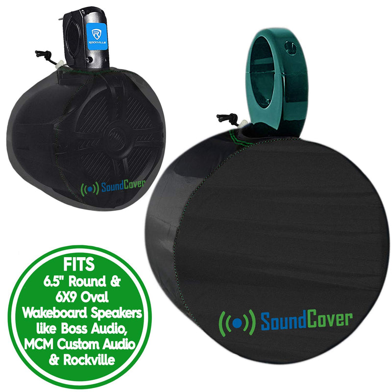 [Australia - AusPower] - 2 Medium Boat Speaker Covers for 6.5" Round & 6X9 Oval Marine ATV Wakeboard Tower Pod Speakers – Will fit Boss Audio, MCM Custom Audio, Rockville Marine Speakers, Check Dimensions Before Ordering 