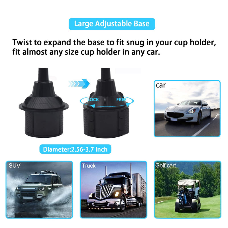 [Australia - AusPower] - Phone Mount for Car,No Shaking & Height-Adjustable Car Cup Phone Holder Mount Car Accessories for 1.7-3.8 Inch Width Samsung and More Smart Phone(Black) 