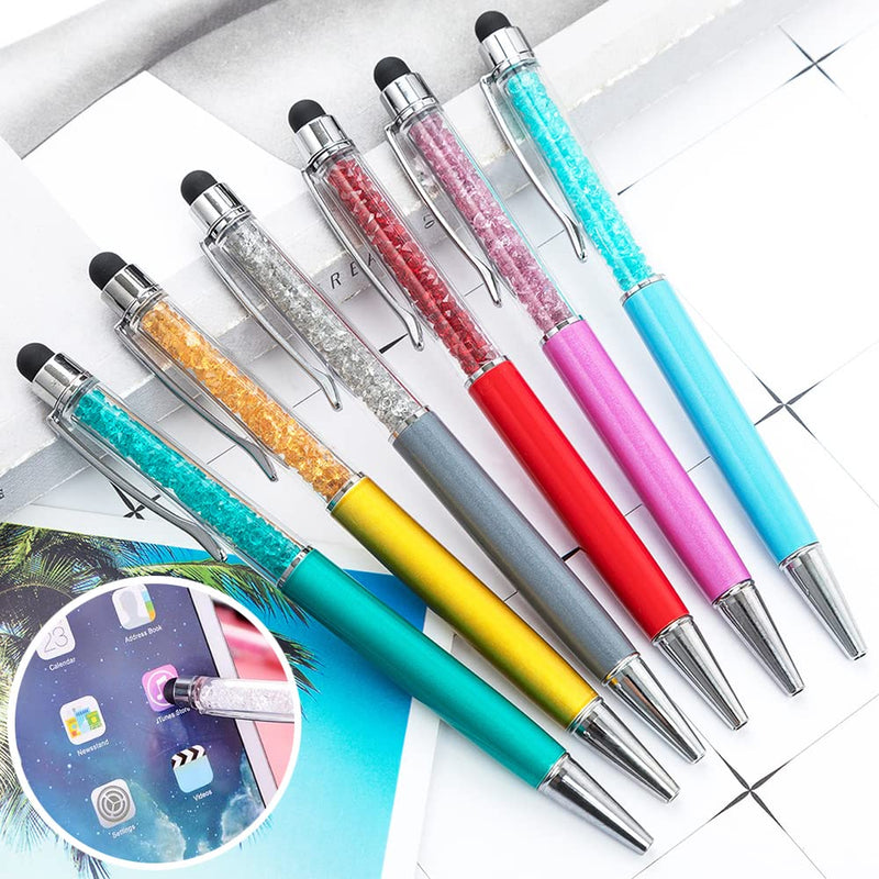 [Australia - AusPower] - 5Pcs Crystals Capacitive Touch Screen Stylus, FULANDL 2-in-1 Rhinestones Retractable Stylus Ballpoint Pen with 5Pcs Replacement Refills for School Office Supplies (Purple) purple 