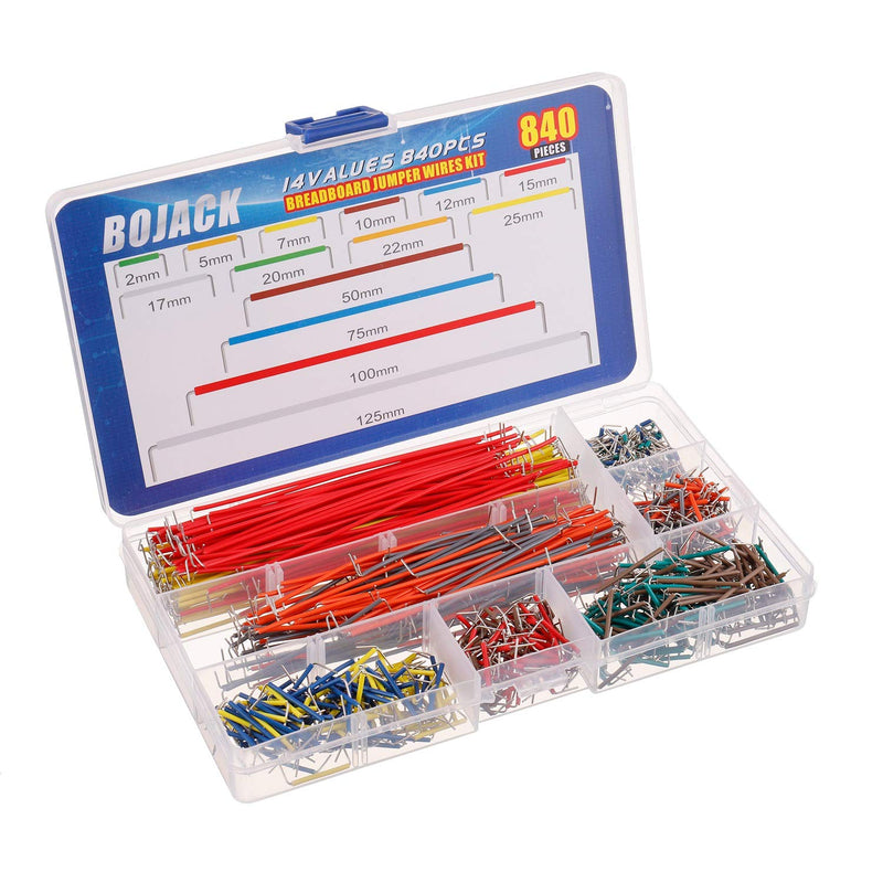 [Australia - AusPower] - BOJACK 14 Vaules 840 pcs 2-125mm Solderless Flexible Breadboard Connecting Line Cables Breadboard Jumper Wires kit 14 Vaules 2-125mm / 840 Pcs 