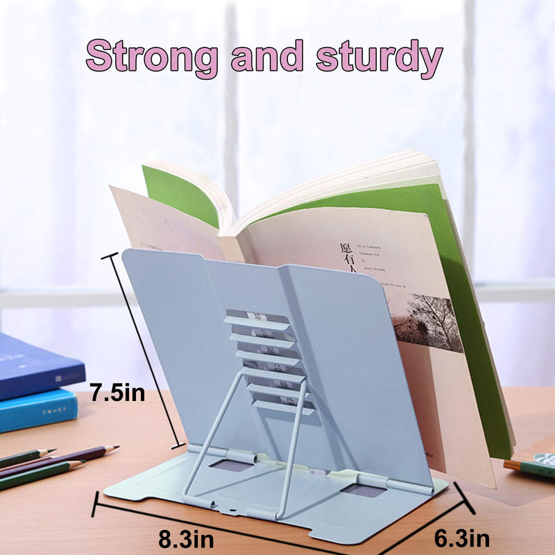 [Australia - AusPower] - MSDADA Desk Book Stand Metal Reading Rest Book Holder Adjustable Cookbook Documents Holder Bookstands for Recipes Textbook Music Books Christmas Gift for Age 3,4,5,6,7,8,9,10+ Boys Girls (Light Blue) Light Blue 