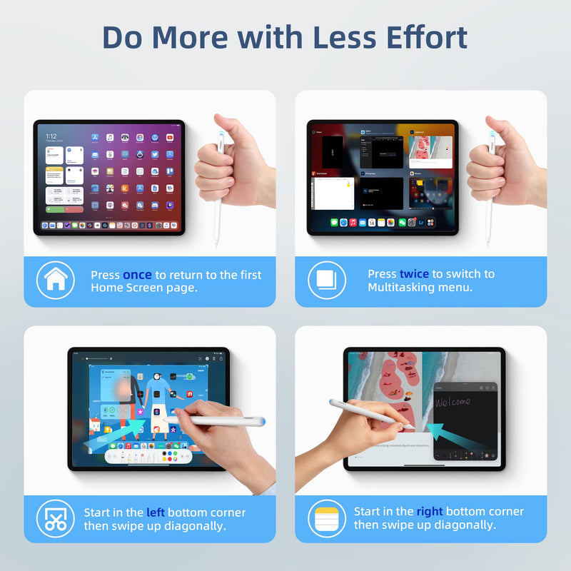 [Australia - AusPower] - Metapen Pencil A14 Wireless Charge, Best Substitute for Apple Pencil 2nd Generation, Stylus Pen for iPad Air 5/4, iPad Pro 12.9" 6th~3rd, iPad Pro 11" 4th~1st - Enjoy Battery Widget & Bonus Shortcuts 