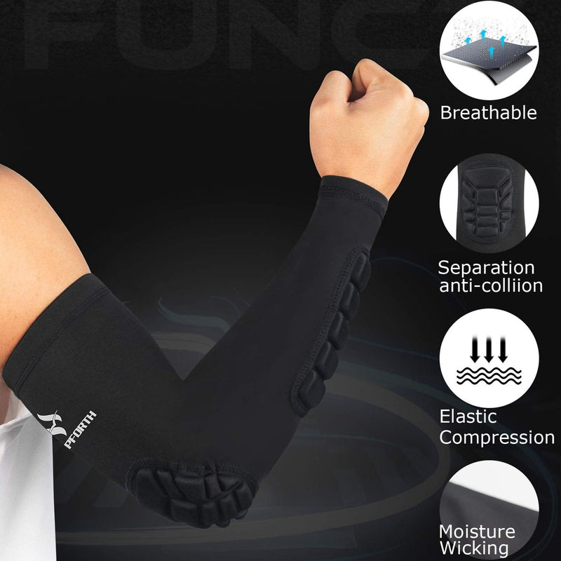 [Australia - AusPower] - HOPEFORTH 2PCS Padded Elbow Forearm Sleeves Compression Arm Protective Support Black Padded Elbow Forearm Small 