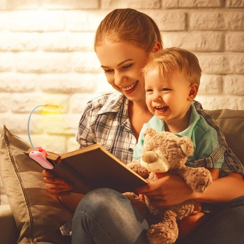 [Australia - AusPower] - Vekkia Rechargeable Book Light for Reading in Bed, 3 Color x 3 Brightness, Lightweight Reading Light, Up to 70 Hours Lighting, Perfect for Readers, Kids & Travel (Pink) Pink 