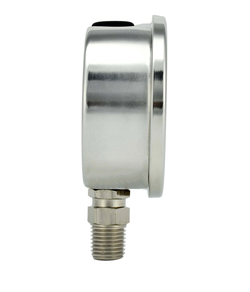 [Australia - AusPower] - CARBO Instruments Stainless Steel Pressure Gauge Dual Display (15000 psi /kPa) - 2 1-2" Glycerine Liquid Filled Water Air Oil Gas Gauge with Polycarbonate Lens & Brass Connection -1/4" NPT Lower Mount 0-15000psi 