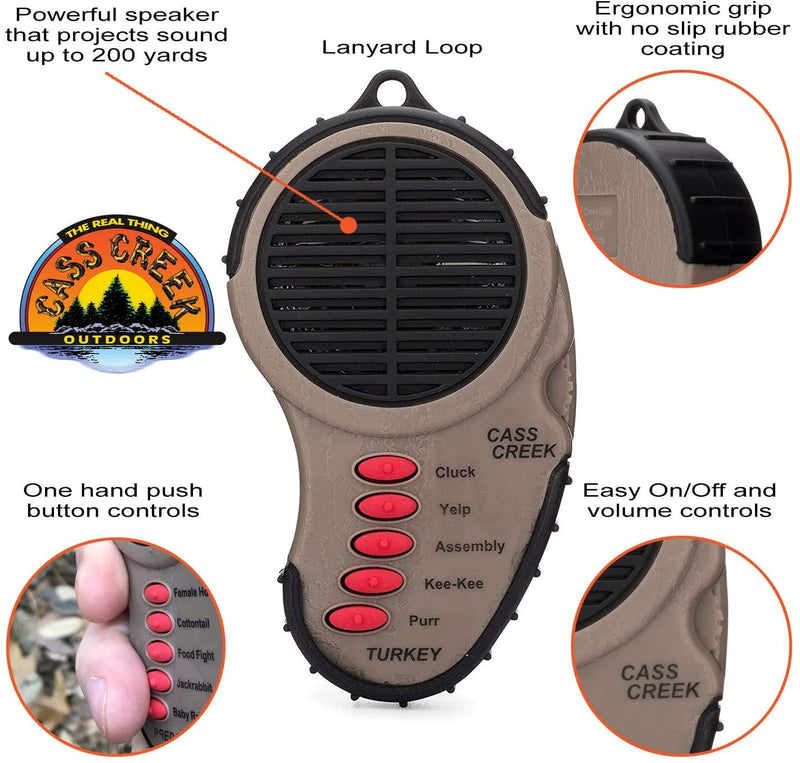 [Australia - AusPower] - Cass Creek Ergo Turkey Call, CC969, Handheld Electronic Game Call, Compact Design, 5 Calls In 1, Expert Calls for Everyone 