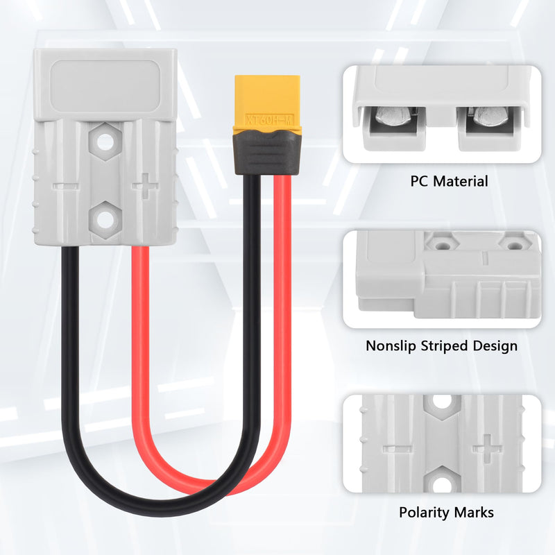 [Australia - AusPower] - SinLoon 50AMP 600V Battery Adapter Cable 10AWG ADS Plug Connector to XT60 Male Cable 11.8inch (30CM XT60 Male) 