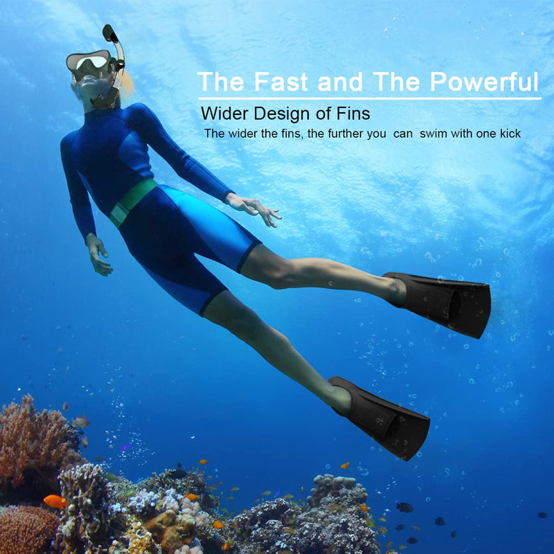 [Australia - AusPower] - WSTOO Swim Fins, Swimming Training Fins for Snorkeling, Swimming and Diving.Swim Flippers Suitable for Adults and Kids Black XS (US Child 1-2) 