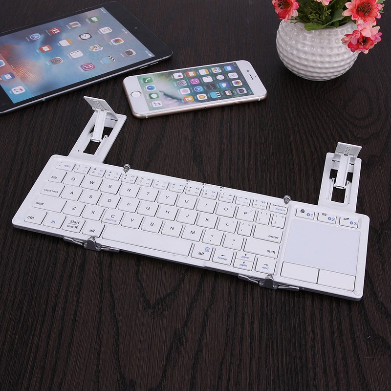 [Australia - AusPower] - Foldable Wireless Keyboard with Touchpad for Smartphones, Tablets, Computers, iPhones, Samsung, Android, iPads + eCostConnection Microfiber Cloth 
