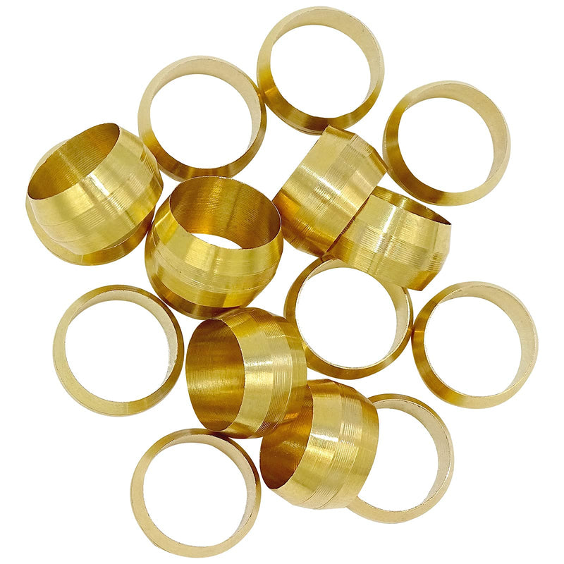 [Australia - AusPower] - XmucTech, 200PCS Brass Compression Fitting Ferrule Sleeve, 5 Sizes OD（316In 14In 516In 38In 12In) Assortment Kit 