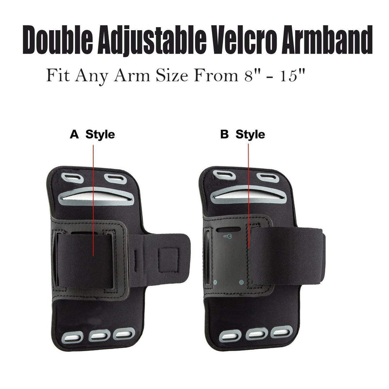 [Australia - AusPower] - [2pack] Sports Armband Sweatproof Running Armbag Gym Fitness Workout Cell Phone Case with Key Holder Wallet Card Slot Compatibility with iPhone SE(2020)/11/11 Pro/XR/XS/X/8 Plus/7 Plus/8/7/6s-Black black 2pack 