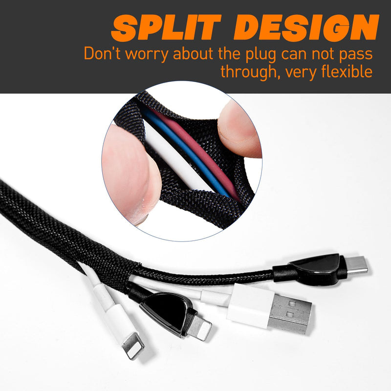 [Australia - AusPower] - Split Braided Sleeve Cable Management Wire Loom Cord Covers for High-Temperature Automotive Harness and Home Cable Management, 15ft - 1 inch Self-Wrapping Tubing Cord Protector 1"-15 Feet 