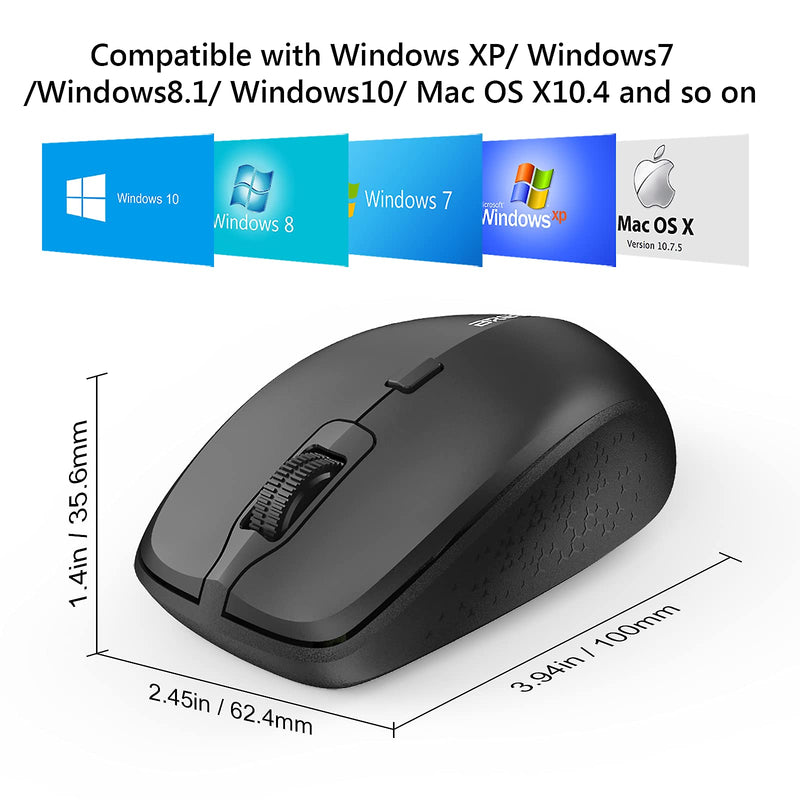 [Australia - AusPower] - Bluetooth Wireless Mouse,Bluetooth Mouse BT 5.0/3.0 Wireless Mouse for Laptop 2.4G Computer Mouse Silent Mouse Optical Cordless Mouse 3 DPI for Laptop MacBook Laptop Notebook PC Tablet (Black) Black 