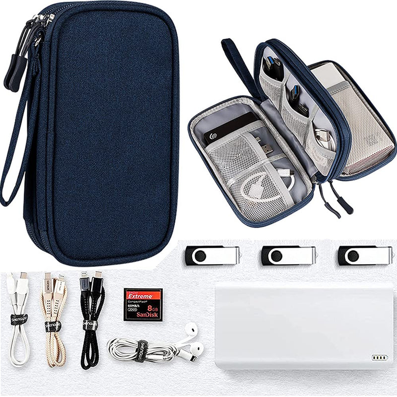 [Australia - AusPower] - Electronic Organizer Travel Cable Organizer Electronics Accessories Cases，Waterproof Portable Cable Organizer Bag, Travel Gear Carry Bag for Cord, Charger, Flash Drive, Phone, SD Card, Navy Blue Dark 