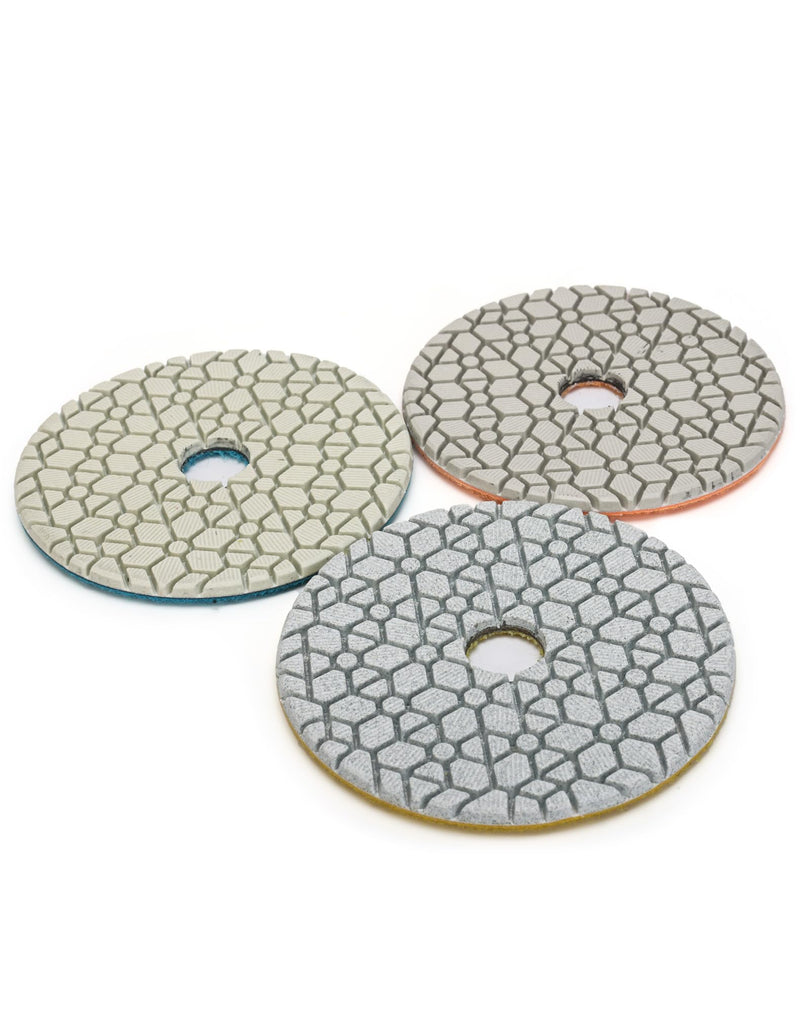 [Australia - AusPower] - Panfreet 3 Step Diamond Polishing Pads 4-inch Wet for Granite Marble Quartz Concrete 