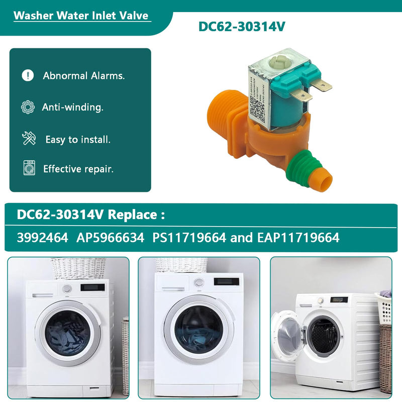 [Australia - AusPower] - DC62-30314V Washer Water Inlet Valve For Samsung Replace Parts 3992464 AP5966634 PS11719664 and EAP11719664 