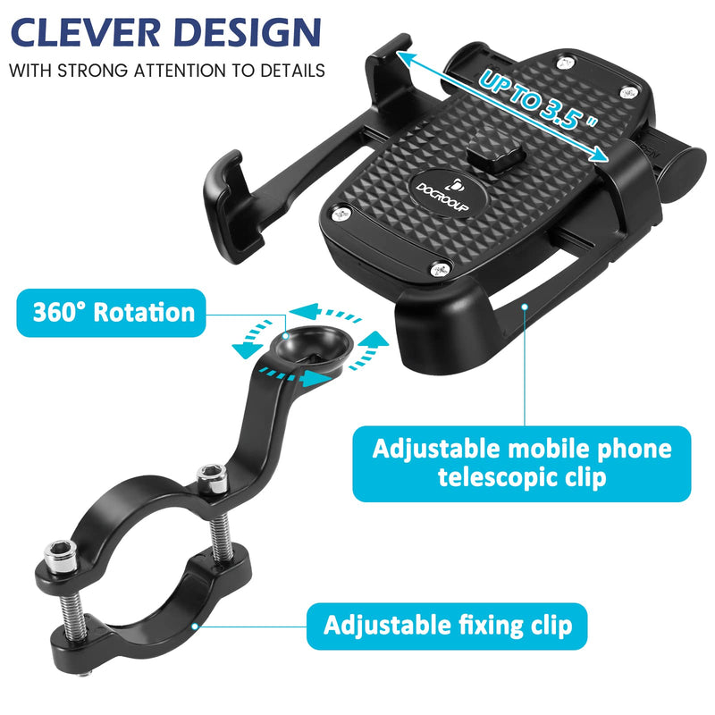 [Australia - AusPower] - Bike Phone Mount - Motorcycle Handlebar Mount 360 Rotation Universal Handlebar Bicycle Cell Phone Holder (Black) black 