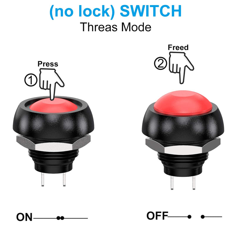 [Australia - AusPower] - DIYhz Waterproof Momentary Push Button Switch 12MM Normal Open(NO) Mini Micro Switch ON-Off 125V 3A 14PCS(7 Colors) 14 Pcs 7 Colors 