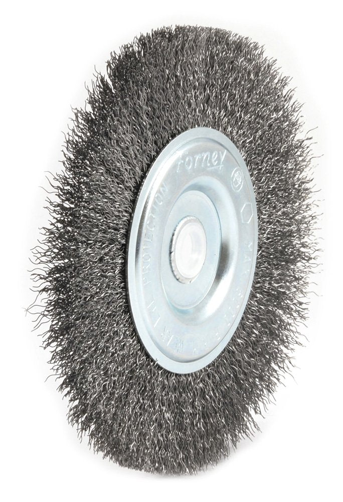 [Australia - AusPower] - Forney 72745 Wire Bench Wheel Brush, Coarse Crimped with 1/2-Inch and 5/8-Inch Arbor, 6-Inch-by-.012-Inch 
