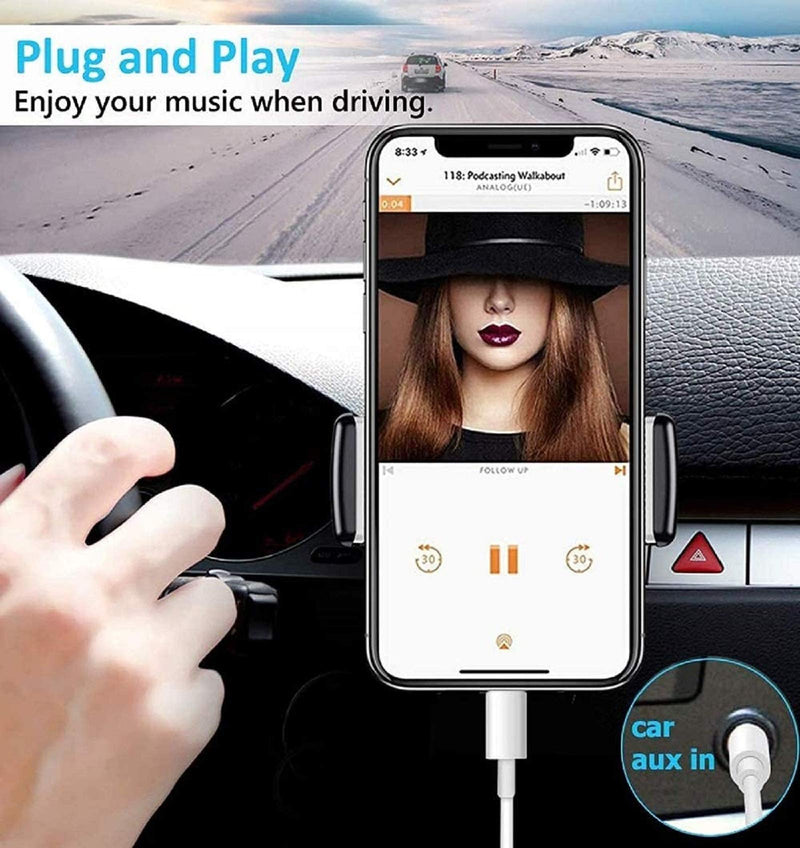 [Australia - AusPower] - [Apple MFi Certified] Car AUX Cord for iPhone, Lightning to 3.5mm Audio Stereo Cable Compatible for iPhone 11/11 Pro/XS/XR/X 8 7 6/iPad, iPod to Speaker, Headphone, Home Stereo, Support iOS 13 (White) White 