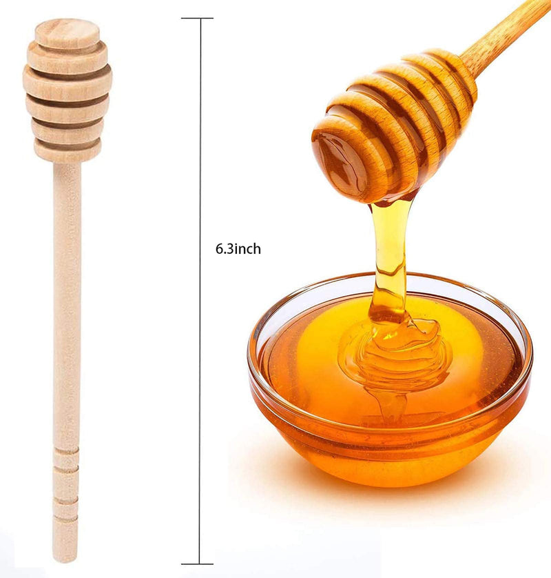[Australia - AusPower] - ICEYLI 4 Pcs (6.3 Inches) Wooden Honey Mixing Stirrer Honey Dipper Sticks Honey Comb Stick Honey Spoon Collecting Dispensing Drizzling Jam 6.3inch 