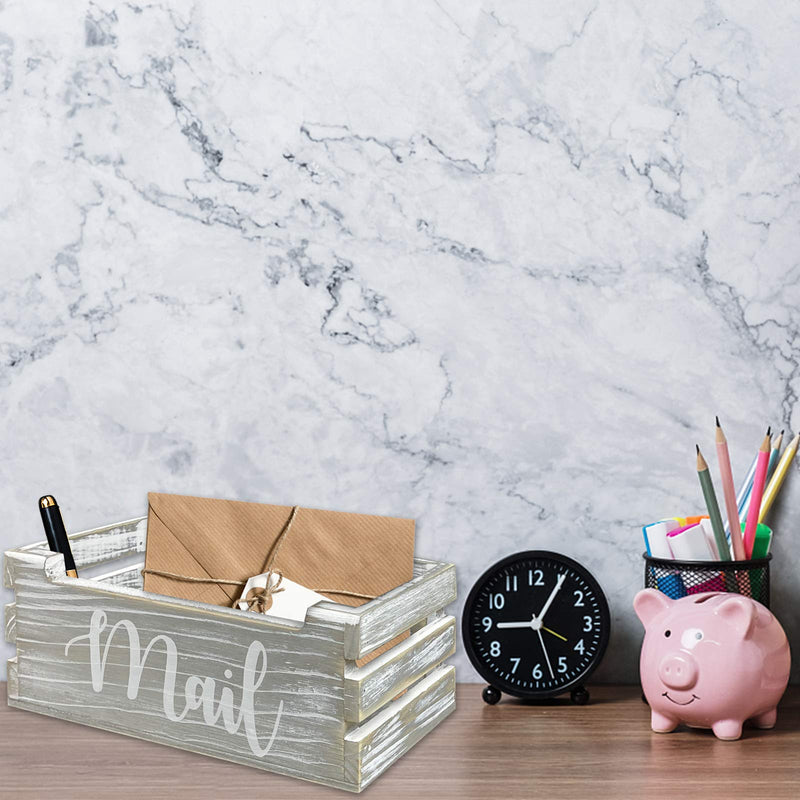 [Australia - AusPower] - Rustic Wood Tabletop Mail Holder Box, Desktop Mail Organizer, Farmhouse Mail Organizer Countertop, Mail Holder,Letter Holder, Mail Storage Box, Bill Coupon Organizer, Letter Sorter Tray, Grey 