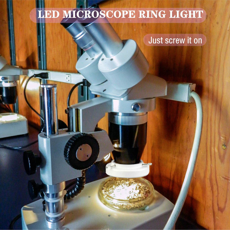 [Australia - AusPower] - Light Microscope Led Ring Illuminator,Adjustable 144 LED Ring Light Illuminator for Stereo Microscope (White) White 