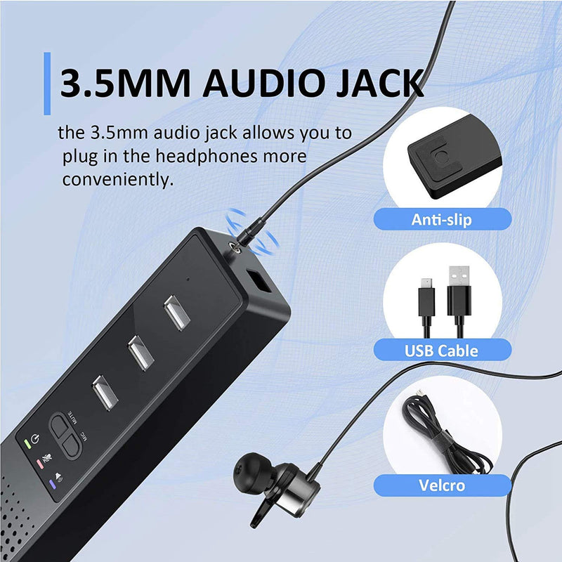 [Australia - AusPower] - Mungowu 3 in 1 Computer Speakers with Microphone & Hubs USB Conference Speaker, PC Mic for Video Conference 