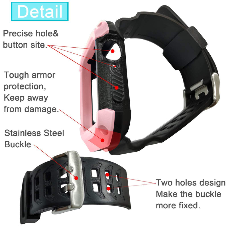 [Australia - AusPower] - iTecFree Compatible For Apple Watch Band with Case,Smart Watch Rugged Protective Bumper Case with TPU Strap Men Women Sports Wristbands For iWatch SE Series 6/5/4 Watch Bands Pink 40mm 