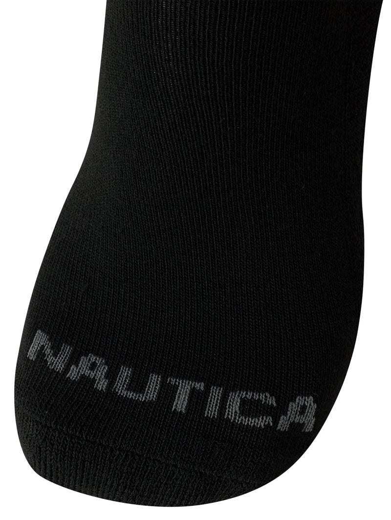 [Australia - AusPower] - Nautica Men's Athletic Socks - Cushioned Quarter Cut Ankle Socks (8 Pack) Black 6-12.5 