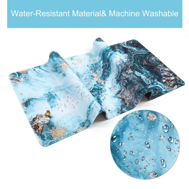 [Australia - AusPower] - HAOCOO Extended Mouse Pad Large Gaming Mouse Pad 35.4" ×15.7" Desk Pad Keyboard Pad XXL Desk Mat Big Laptop Protector Computer Accessories Mouse Mat for Work Gaming Office Laptop,Blue Mixed Marble 35.4" × 15.7" Blue Mixed Marble 