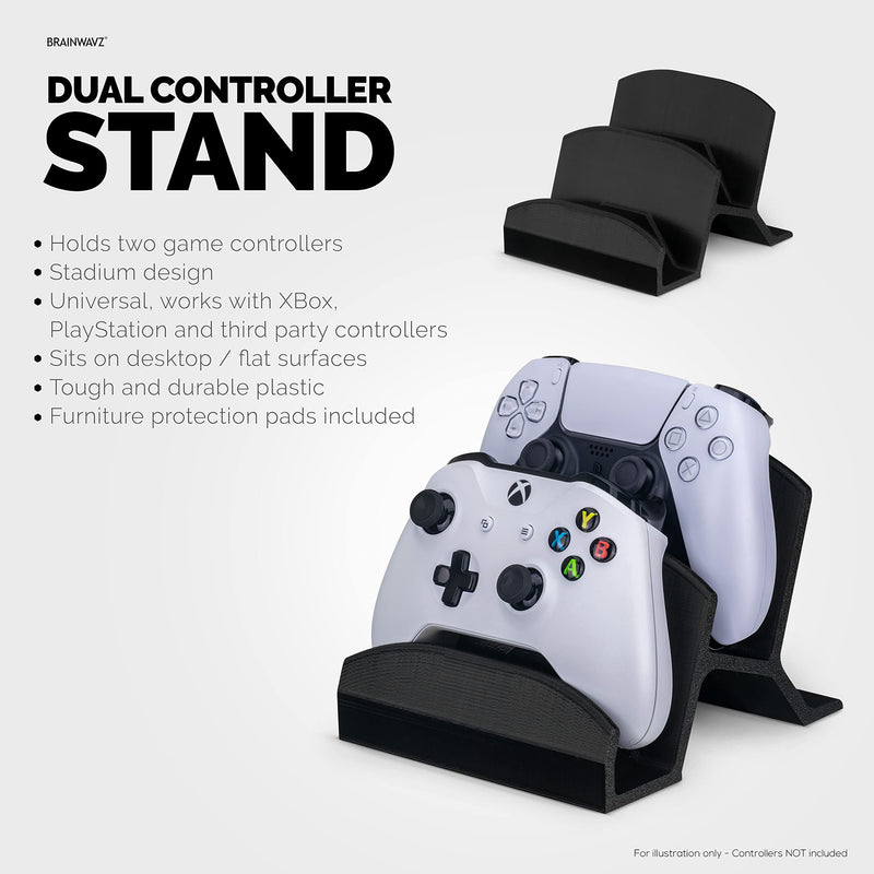 [Australia - AusPower] - BRAINWAVZ Dual Game Controller Holder Desktop Stand - for PS5, Xbox Series X, One, PS4, Switch, PC, Gamepads & More UGDS06, Black 