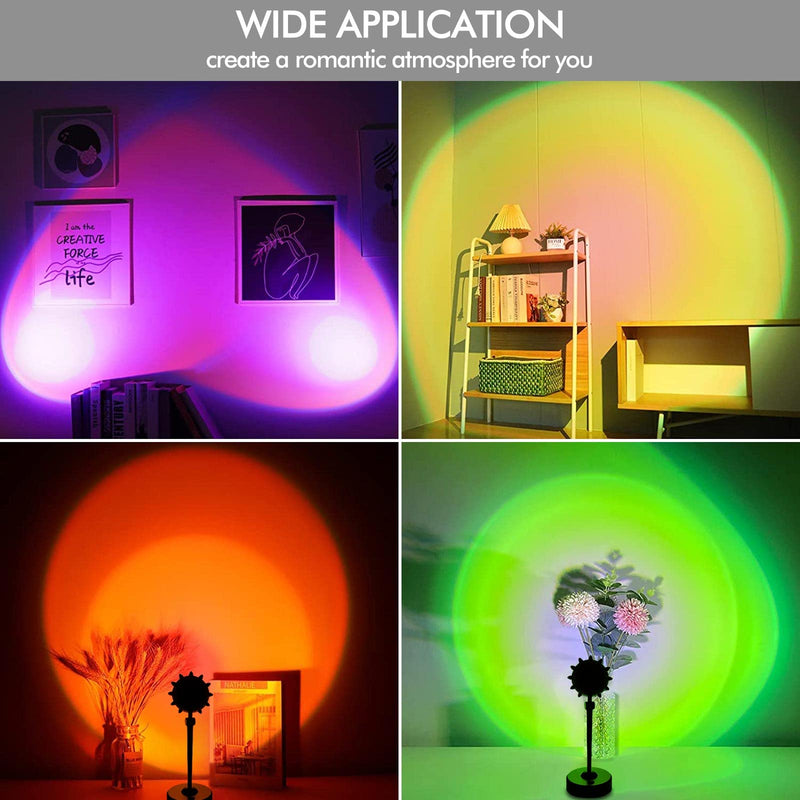 [Australia - AusPower] - YouOKLight Sunset Lamp Projector, Sunset Projector Light LED 16 Colors Brightness Adjustable Projection Night Light with Remote Control USB Charging for Photography Party Home Living Room Bedroom Rgb, Remote Control, Sunflower 