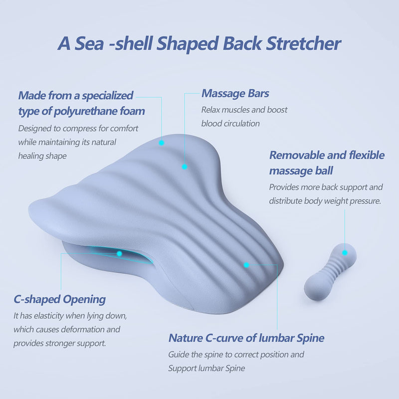 [Australia - AusPower] - Back Stretcher for Back Pain Relief, Lower Back Stretcher Back Stretching Cushion, Lumbar Stretcher Device Helps with Spinal Stenosis Herniated Disc Sciatica Nerve Haze Blue 