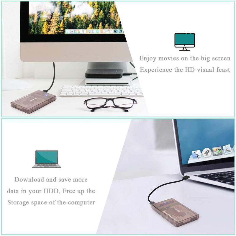 [Australia - AusPower] - Tccmebius External Hard Drive Enclosure Adapter USB 3.0 to SATA HDD Case Housing for 2.5 Inch 9.5mm 7mm SATA III HDD SSD Up to 2TB, Tool-Free, Support UASP & Automatic Sleep Function (TCC-S9) 