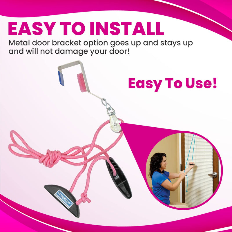 [Australia - AusPower] - RangeMaster PinkRanger Shoulder Pulley with Patient Guide │ Aids Recovery and Rehabilitation │ Helps Enhance Pain Free Range of Motion │ Adjustable, Metal Bracket Door Attachment Pink 